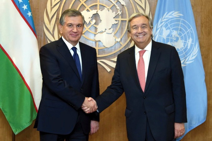 Shavkat mirziyoev antoniu guterrish bilan uchrashdi — ozbekiston
